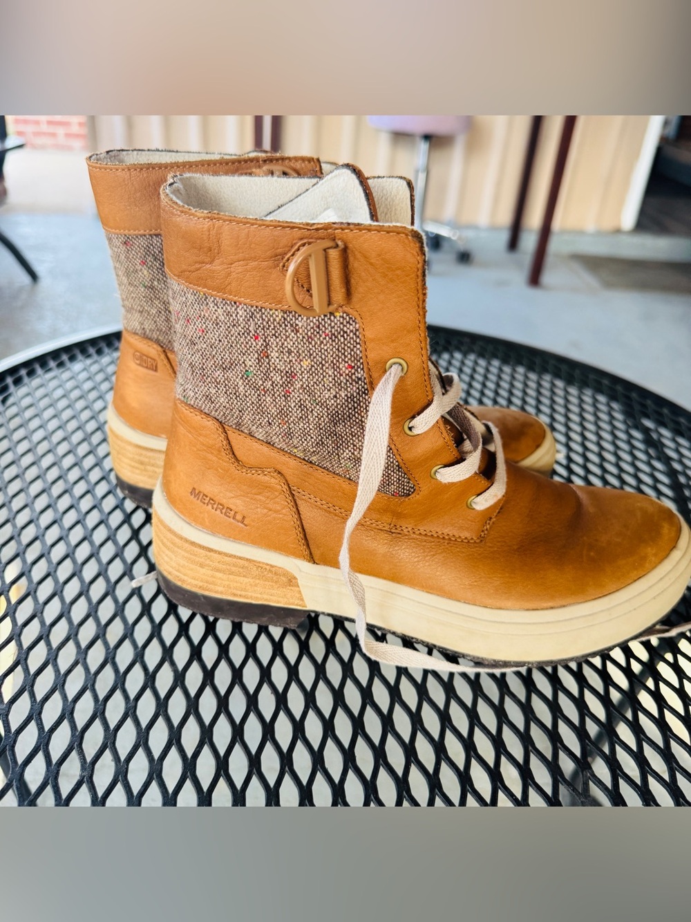 Merrell Women's Brown Leather Lace-Up Platform Boots